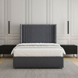 REGIONAL FURNISHINGS Divan Bed Set Steel Plush Velvet Upholstered 54Inch Headboard 2Drawers Footend & No Mattress In Double King 4Ft 6Ft Sizes - thumbnail 3