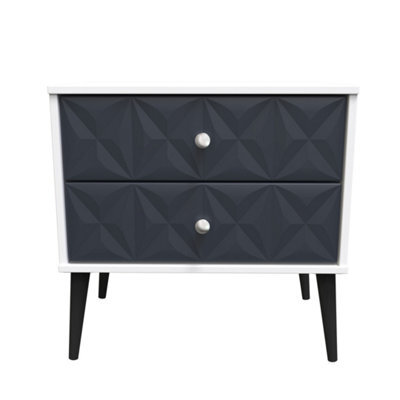 Toledo 2 Drawer Side Table In Indigo Matt & White (Ready Assembled) - image 1