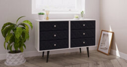 Toledo 2 Drawer Side Table In Indigo Matt & White (Ready Assembled) - thumbnail 6