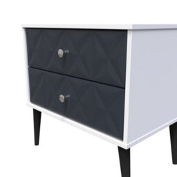 Toledo 2 Drawer Side Table In Indigo Matt & White (Ready Assembled) - thumbnail 4