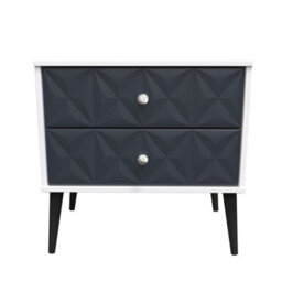 Toledo 2 Drawer Side Table In Indigo Matt & White (Ready Assembled)