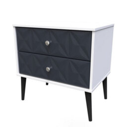 Toledo 2 Drawer Side Table In Indigo Matt & White (Ready Assembled) - thumbnail 3