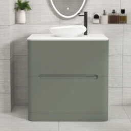 Royal Bathrooms Venice 800mm Sage Green Freestanding Bathroom Countertop Vanity Unit 2 Drawer With Nova Basin - thumbnail 1