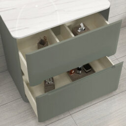Royal Bathrooms Venice 800mm Sage Green Freestanding Bathroom Countertop Vanity Unit 2 Drawer With Nova Basin - thumbnail 5