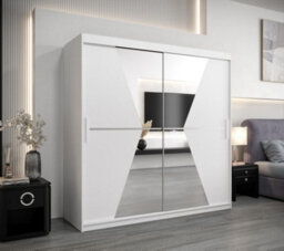 Arte Morocco Contemporary 2 Mirrored Sliding Door Wardrobe 9 Shelves 2 Rails White Matt (H)2000mm (W)2000mm (D)620mm - thumbnail 2