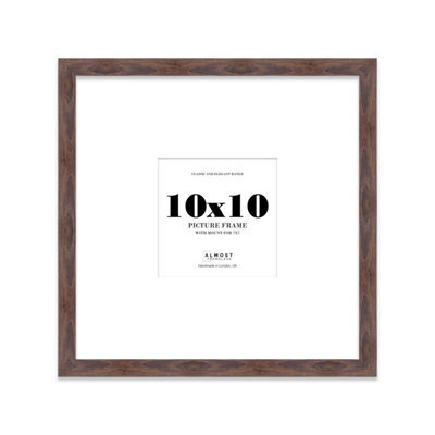 "10X10"" Walnut Picture Frame - 10X10"" Square Frame With 7X7"" Mount For 10X10""/7X7"" Pictures Moderrn Style Thin Edge, 1 Pack" - image 1