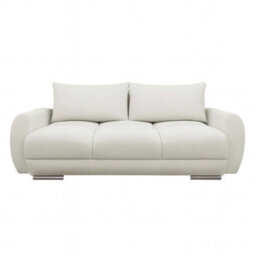 Modern Velour Fabric Sofa With Springs Easy Clean Upholstery Logo 2 Collection Cream - thumbnail 2