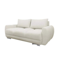 Modern Velour Fabric Sofa With Springs Easy Clean Upholstery Logo 2 Collection Cream - thumbnail 3