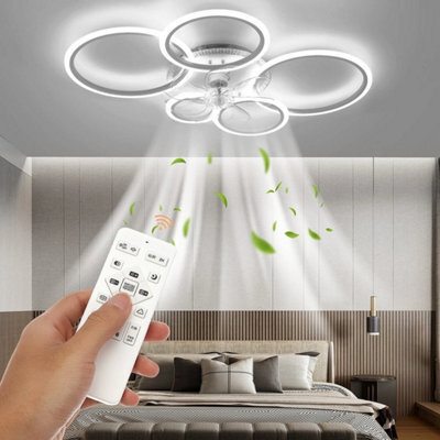 Led Ceiling Fan Light Dimmable Living Room Chandelier Lamp With Remote Control - image 1