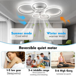 Led Ceiling Fan Light Dimmable Living Room Chandelier Lamp With Remote Control - thumbnail 3