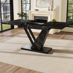Matteo Modern Extendable Dining Table - Black Marble Pattern, 120-160Cm - thumbnail 1