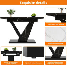 Matteo Modern Extendable Dining Table - Black Marble Pattern, 120-160Cm - thumbnail 5