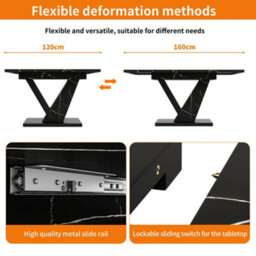 Matteo Modern Extendable Dining Table - Black Marble Pattern, 120-160Cm - thumbnail 6