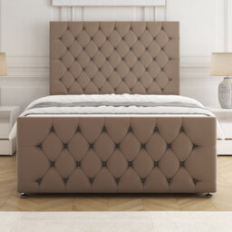 Bsspoke Maya Divan Bed Mink Plush Velvet 54Inch Headboard & 20Inch Footboard 2 Drawers Footend & No Mattress In All Sizes - thumbnail 3