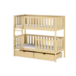 Arte Michalina Pine Wooden Bunk Bed With Storage 90 X 190Cm - Foam Bonnell Mattresses Included - thumbnail 1