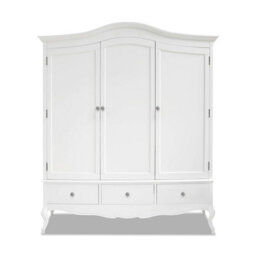 Statement Furniture Juliette Triple Wardrobe. French Style Triple Wardrobe With Crystal Handles - White - thumbnail 1