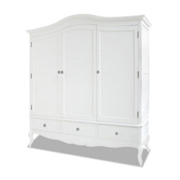 Statement Furniture Juliette Triple Wardrobe. French Style Triple Wardrobe With Crystal Handles - White - thumbnail 2