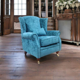 Fireside High Back Wing Chair Nuovo Kingfisher Blue Fabric Armchair - thumbnail 4