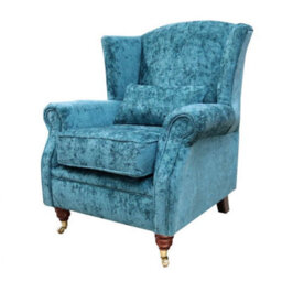 Fireside High Back Wing Chair Nuovo Kingfisher Blue Fabric Armchair - thumbnail 2
