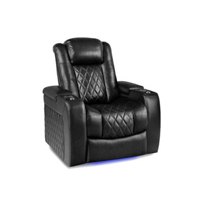 Valencia Tuscany Home Cinema Seating Single Black Nappa Leather Power Headrest And Recliner Diamond Stitching - image 1