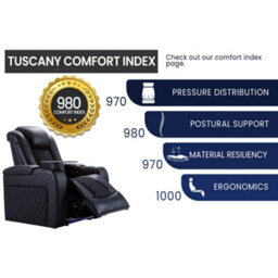 Valencia Tuscany Home Cinema Seating Single Black Nappa Leather Power Headrest And Recliner Diamond Stitching - thumbnail 4