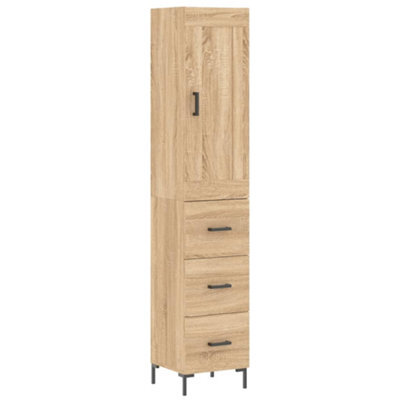 Berkfield Elegant Highboard Sonoma Oak 34.5X34X180 Cm Engineered Wood - image 1