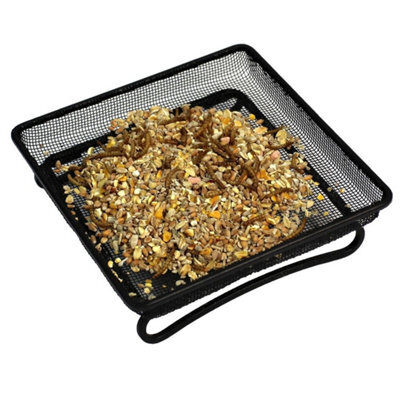 Wild Bird Feeder Tray Raised Square Ground Feeding Table Metal Micromesh Floor - image 1