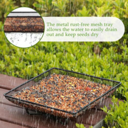 Wild Bird Feeder Tray Raised Square Ground Feeding Table Metal Micromesh Floor - thumbnail 6