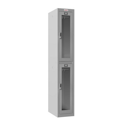 Phoenix Safe Company Phoenix Plc Series Plc1233Gge 1 Column 2 Clear Doors Personal Locker In Grey With Electronic Lock