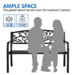 Yaheetech Black Outdoor Iron Bench For Patio, Garden, Park - thumbnail 4
