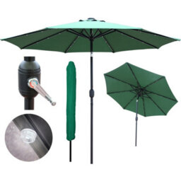 Glamhaus Garden Parasol Solar Led 2.7M ,tilting Table Umbrella With Crank Handle, Protection Uv40, Includes Parasol Cover- Green - thumbnail 7