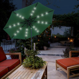 Glamhaus Garden Parasol Solar Led 2.7M ,tilting Table Umbrella With Crank Handle, Protection Uv40, Includes Parasol Cover- Green - thumbnail 5