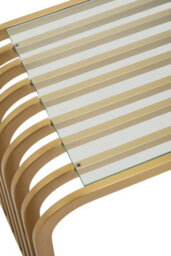 Orsina Matte Gold Slatted End Table, Stylish End Table, Glass Top And Steel Construction Corner Table For Home - thumbnail 5