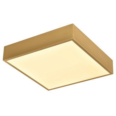 Happy Homewares Modern 25W Led Flush Square Ceiling Light In Brushed Gold With Opal Diffuser - image 1