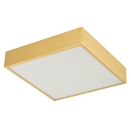 Happy Homewares Modern 25W Led Flush Square Ceiling Light In Brushed Gold With Opal Diffuser - thumbnail 2