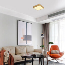 Happy Homewares Modern 25W Led Flush Square Ceiling Light In Brushed Gold With Opal Diffuser - thumbnail 5