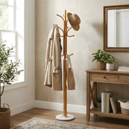 Gold Freestanding Hall Tree With Marble Base, 12 Hooks For Entryway - thumbnail 4