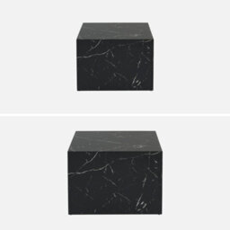 Sweeek - Pair Of Square Coffee Tables With Marble Effect Paros Black 58X58X40 Cm - thumbnail 2
