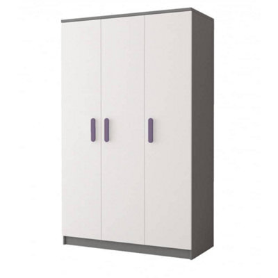 Arte Smyk Ii 19 Grey Carcass White Front Hinged Wardrobe 1200mm H1930mm D500mm With Heather Handles - Elegant Storage - image 1