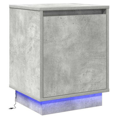 Berkfield Modern Bedside Cabinet With Led Lights Concrete Grey 39X34.5X50 Cm