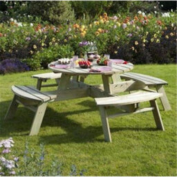 "Cheshire 6Ft 5"" Deluxe Round Picnic Garden Table" - thumbnail 1