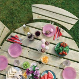 "Cheshire 6Ft 5"" Deluxe Round Picnic Garden Table" - thumbnail 2