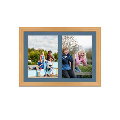 AK Frames 20X14 Country Pine Classic Multi Photo Frame With Pompadour Mount - Holds 2 Apertures (2X) A4 Photos - image 1