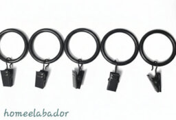 Homeelabador 30mm Metal Black Colour Curtain Pole Rod Rings With Clips Hanging Pack Of 10 - thumbnail 2