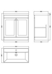 Balterley Swynnerton Traditional 2 Door Floor Standing Vanity Unit With Thin Edge Basin, Dark Grey, 800mm - thumbnail 2