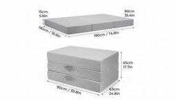 Tri-Fold Folding Mattress Single Portable Guest Bed With Washable Cover - thumbnail 2