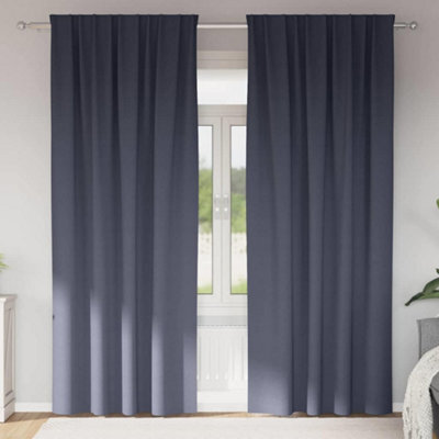 Walplus Curtains With Curtains 2 Pcs Anthracite 245 X 140 Cm Polyester - image 1