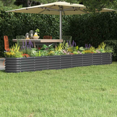 Walplus Garden Raised Bed Galvanised Steel 332X40X36 Cm Anthracite - image 1