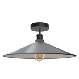 E27 Semi Flush Mount Ceiling Light Fixture Metal 40Cm Grey Lampshade Vintage Ceiling Lighting For Living Room - thumbnail 6