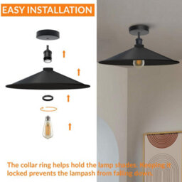 E27 Semi Flush Mount Ceiling Light Fixture Metal 40Cm Grey Lampshade Vintage Ceiling Lighting For Living Room - thumbnail 5